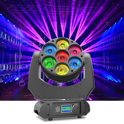 Zoom 4 del lavaggio del fascio dell'occhio 7pcs 40w DMX dell'ape della luce del carrello di Mini Stage DJ LED in 1 RGBW 7x40w