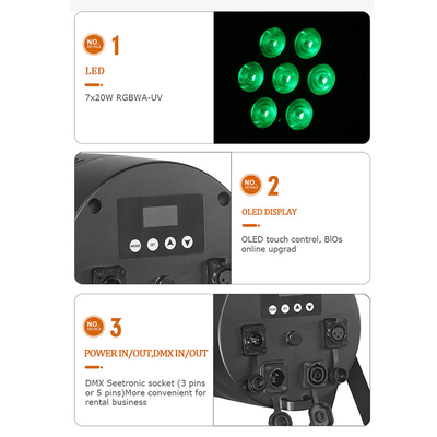 L'illuminazione di scena LED Par RGBWA UV 6IN1 7x20w IP65 impermeabile Dmx LED Par