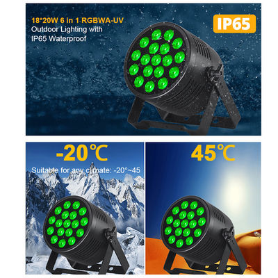 Luce per palcoscenico all'aperto IP65 impermeabile 18x20W LED Par RGBWA+UV 6 in 1 DMX512 Luce da lavaggio per festa di nozze