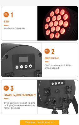 IP65 18*20w Rgbwauv 6in1 Led Ignifuga Par Light Stage Light Outdoor Dj up Illuminazione matrimonio