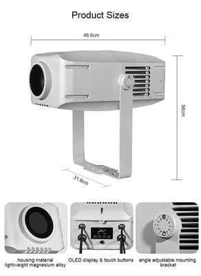 Proiettore LED Zoom Logo Personalizzato per Esterni e Interni, 200W, Impermeabile IP65, per Pubblicità Gobo