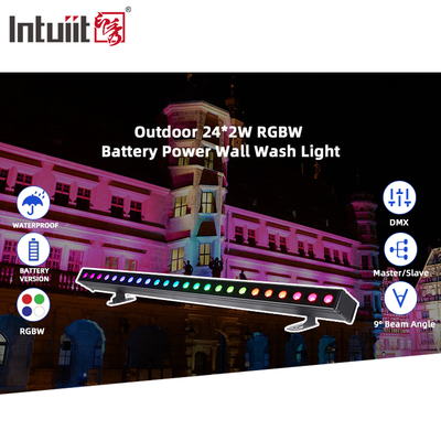 Potenza della batteria 24x2W DMX512 LED Wall Washer IP65 impermeabile con effetti RGBW per l'illuminazione esterna commerciale