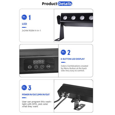 IP65 Batterie Power Led Wall Washer 12pcsx2W Rgbw 4in1 Led bar Light per esterni