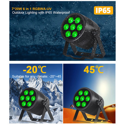 7x20W RGBWA+UV 6-in-1 IP65 Outdoor LED PAR Light ¢ DMX512 Wash impermeabile per palcoscenico, matrimonio ed eventi