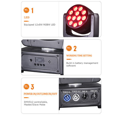 12X8W RGBW 4IN1 LED Moving Head Wash Stage Light per eventi party Illuminazione suono attivato