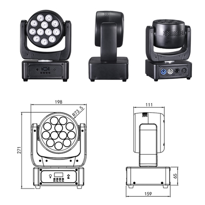 Apparecchiature per l'illuminazione del palco per eventi DMX Beam RGBW 12x8w Led Wash Moving Head Light