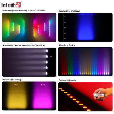 24x2W RGBW 4-in-1 LED Linear Wall Washer Bar DMX512 Sound Activated Stage Wash Light per edifici ed eventi