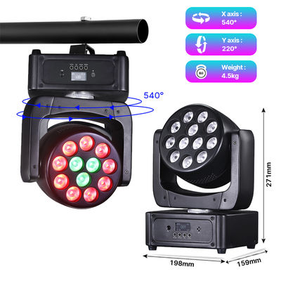 12x8W RGBW LED Moving Head Wash Stage Light Disco Party Beam Effect DMX Controllo per il parco a tema notturno