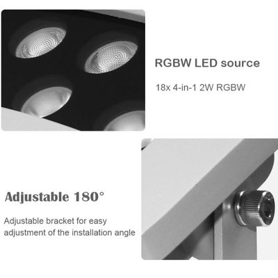 Professionale RGBW LED Building Tree Flood Light Ignifuga IP65 DMX512 LED Proiettore per facciata all'aperto 36W