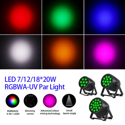 LED 7/12/18X20W Rgbwa Uv 6In1 Impermeabile DMX 512 Led Par Light per Progetti Esterni