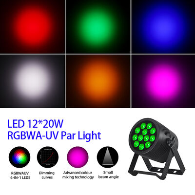 Luce par professionale a LED impermeabile IP65 12x20W RGBWA + UV 6in1 DMX512 Luce da palco per eventi di feste di nozze all'aperto DJ Discoteca