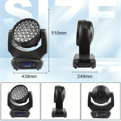 Professionale 37x10W RGBW 4in1 LED Zoom Wash Moving Head Light DMX512 Illuminazione da palcoscenico per DJ Evento Disco Show di festa di nozze