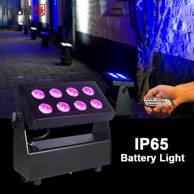 IP65 esterno impermeabile 8x15W RGBW 4 in 1 alimentato a batteria wireless DMX LED Flood Light Stage Wash Light