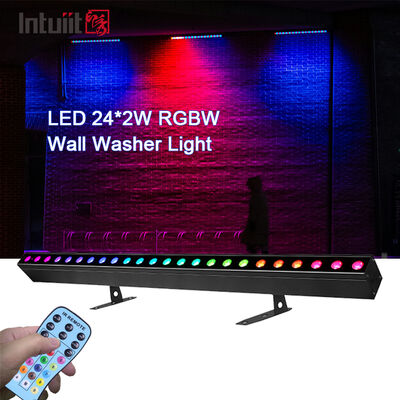Vendita a caldo 4in1 RGBW LED 24*2W Lavatrice di pareti Linterna a strisce lineare Controllata dal suono DMX Lampada da lavaggio per club notturno