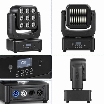 9x8W Portable Mini Led Rgbw Dj Party Lights Moving Head Dmx Stage Lights