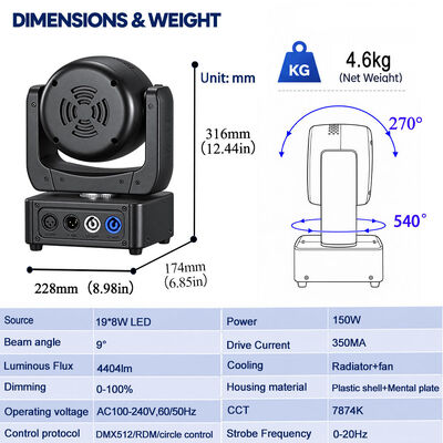 19x8w Rgbw 4in1 Testa Mobile Wash Light Dj Disco Led Stage Lights