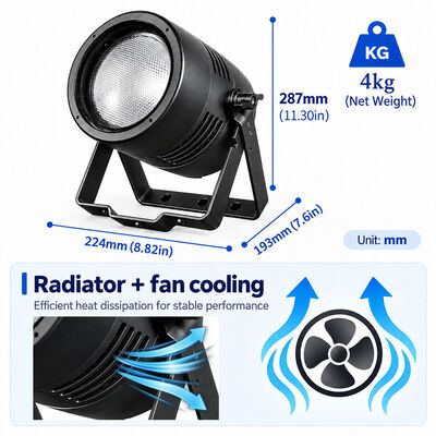 Led 100w Warm White 2797K Cob Par Light with 2w RGBA Back Light for Disco Party Ip65 Waterproof Dmx512 Led Par Lights