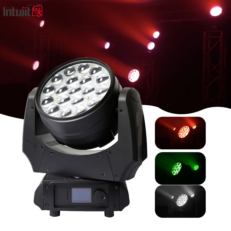 19x15w Rgbw 4in1 Testa mobile a LED Zoom Wash Fase di illuminazione Fascio di luce a testa mobile a LED