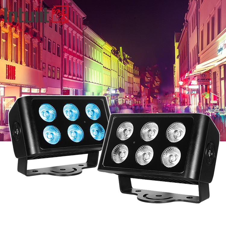 Luce colorata all'aperto 6X5W Led Wall Wash Light All'aperto giardino Led Wash Rgbw Dmx Led Flood Light
