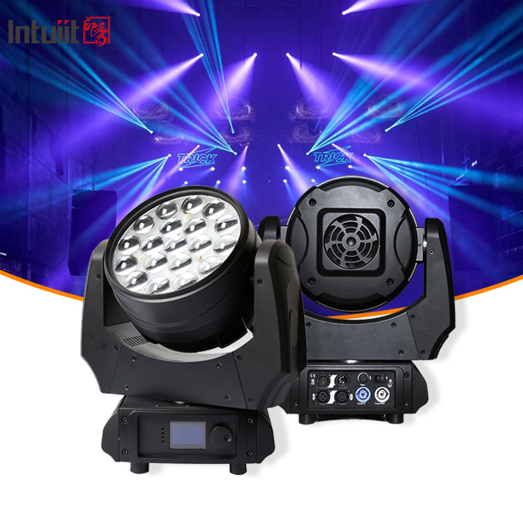 Luce mobile 19x15W Zoom Luce DJ RGBW LED Beam Wash Illuminazione Effetto Luce da palco Per Rave Attività Eventi discoteca Show KTV