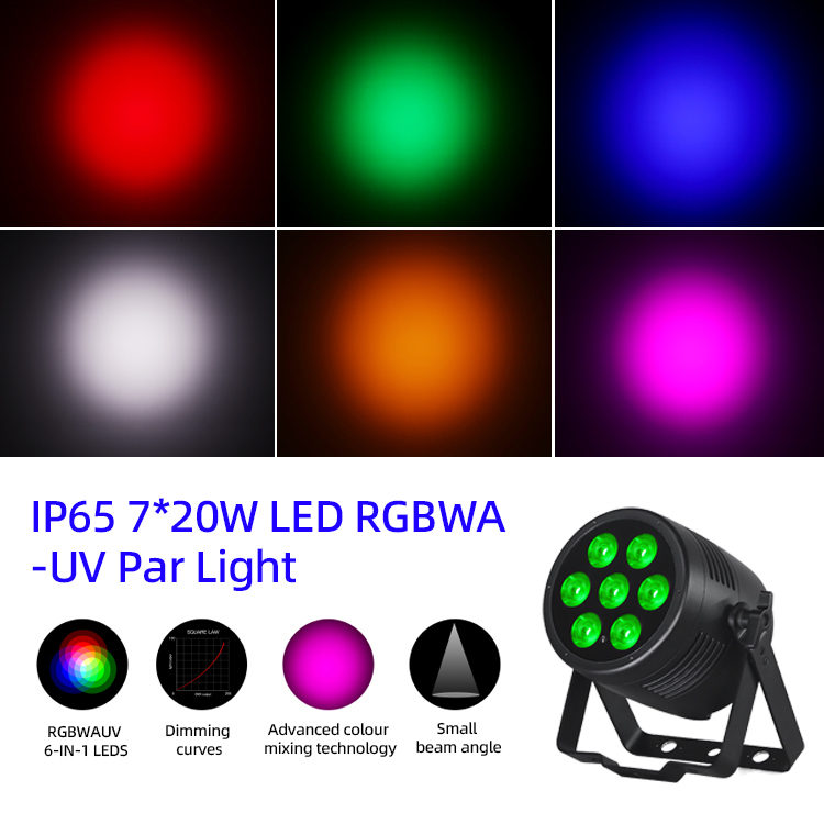 LED Par Luci 6in1 Stage Uplights 7x20W RGBWA-UV DMX512 Controllo Luci DJ Outdoor Per Scenic Party Club Disco Eventi di matrimonio