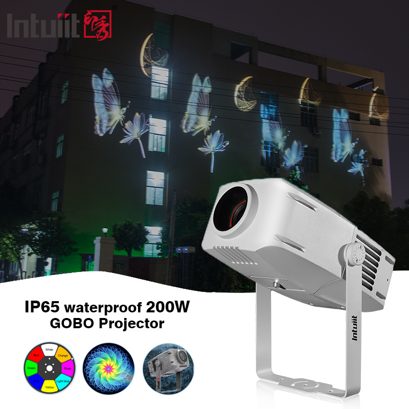 Proiettore LED per esterni impermeabile pubblicitario da 200W con logo Gobo rotante, IP65