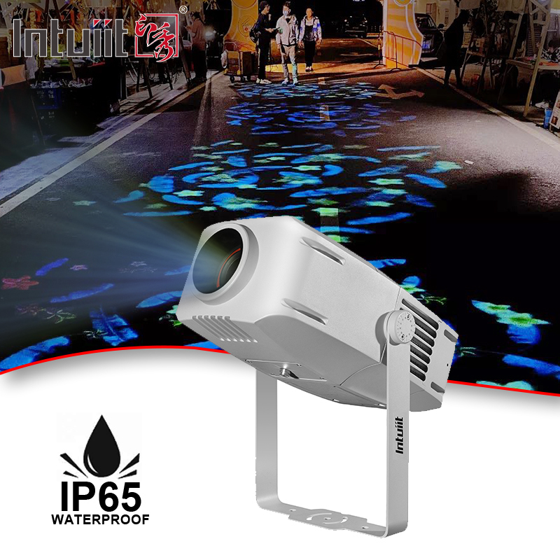 Proiettore LED RGBW 400W con logo personalizzato, luce gobo, IP65 impermeabile, proiettore logo LED rotante per esterni