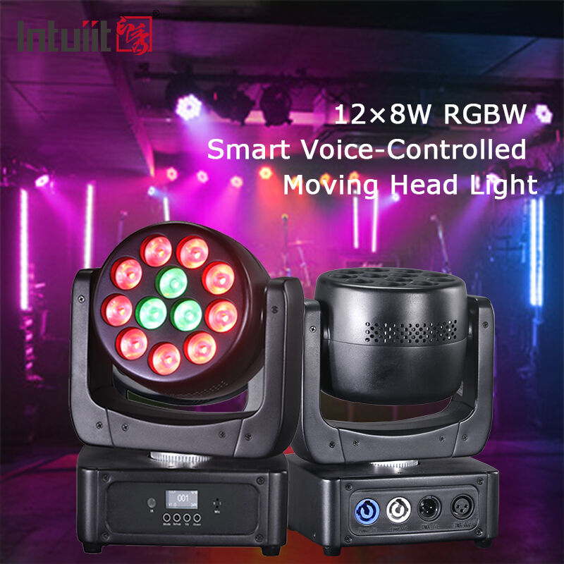 12X8W RGBW 4IN1 LED Moving Head Wash Stage Light per eventi party Illuminazione suono attivato