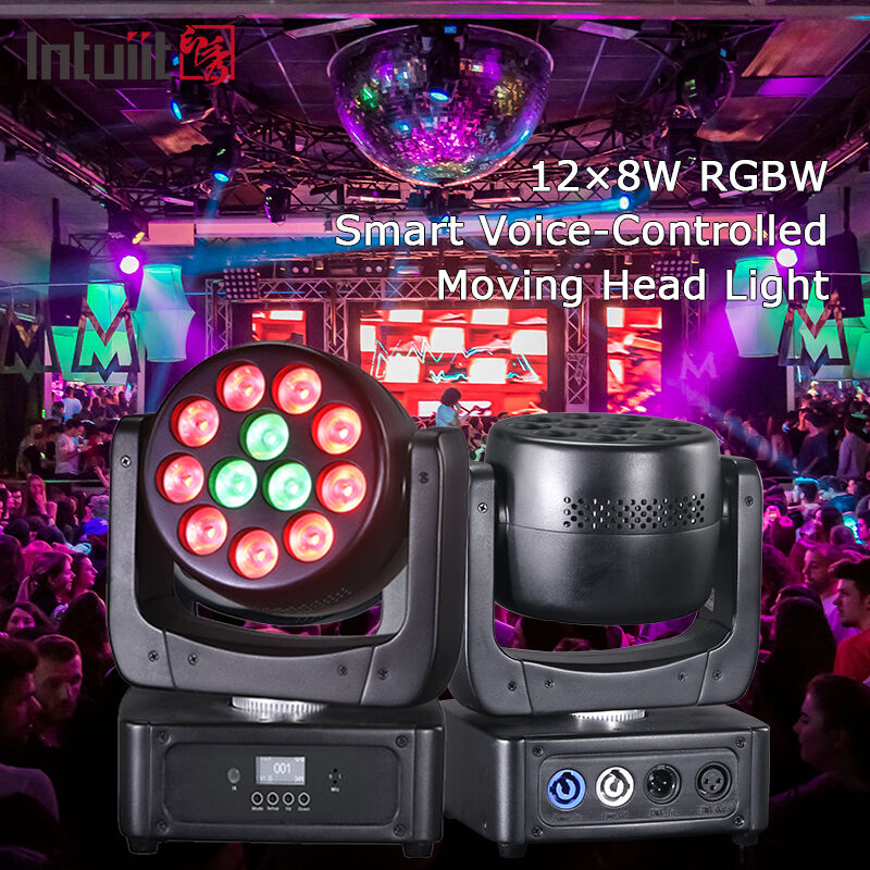 12x8W LED Moving Head Wash RGBW 4in1 Sound Active Party Light DMX Controllo per mobile DJ Disco Home Party Stage Show