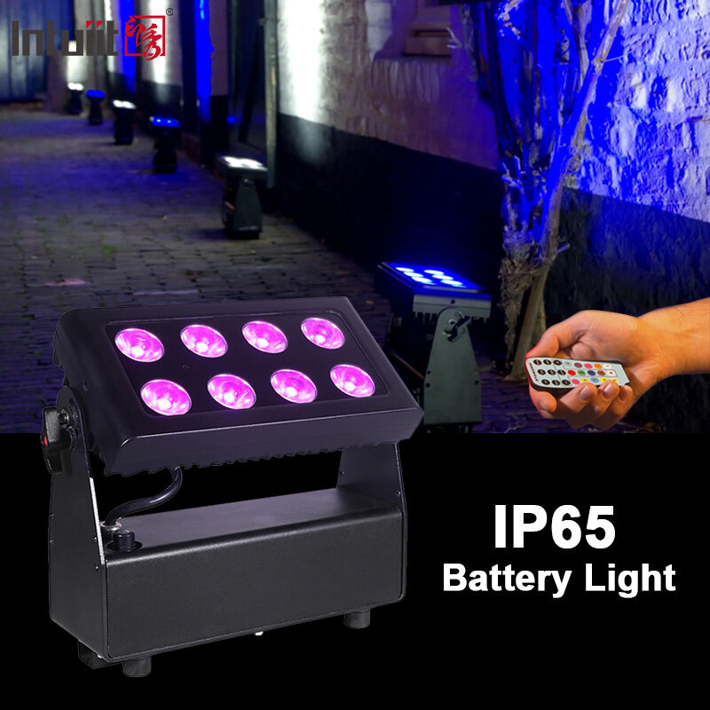 IP65 esterno impermeabile 8x15W RGBW 4 in 1 alimentato a batteria wireless DMX LED Flood Light Stage Wash Light