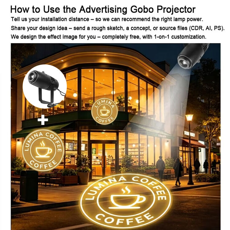 Proiettore di logo personalizzato Luce esterno Proiettore Gobo impermeabile 60W Luci pubblicitarie a LED per il marchio aziendale