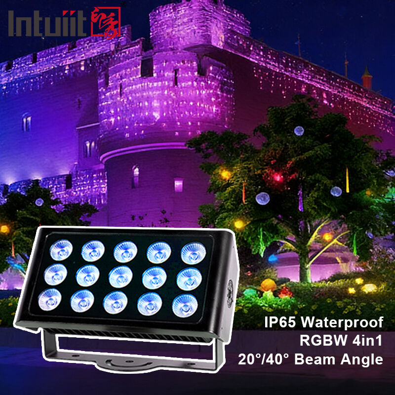 Luce di inondazione professionale a LED impermeabile IP65 15x5W RGBW 4 in 1 Luce spot per esterni in alluminio Lampada da lavaggio architettonica