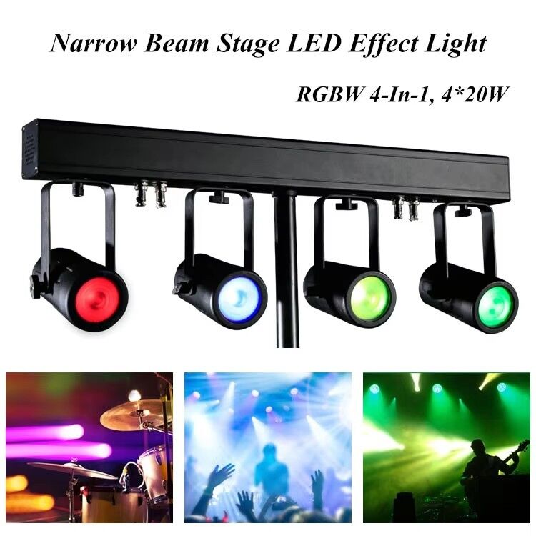 Luce par LED 80W Angolo a fascio stretto da 4,5 gradi RGBW 4 in 1 DMX512 Luce per effetti scenici per eventi discoteca DJ