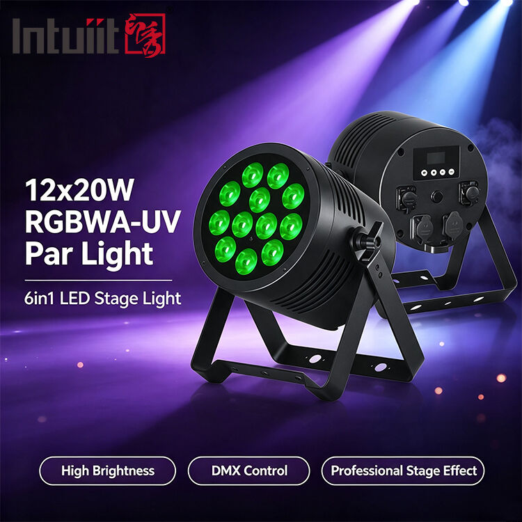 12*20W RGBWA+UV 6in1 LED Par Light IP65 Outdoor Waterproof DMX512 Stage Uplighting per DJ Wedding Party