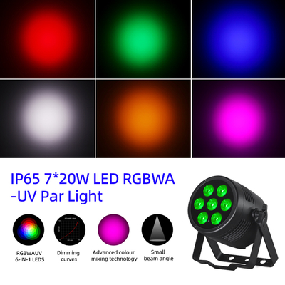 LED Par Luci 6in1 Stage Uplights 7x20W RGBWA-UV DMX512 Controllo Luci DJ Outdoor Per Scenic Party Club Disco Eventi di matrimonio