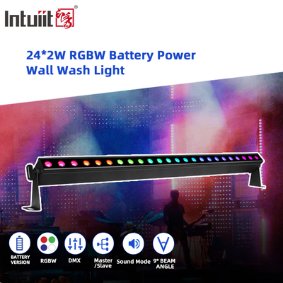 IP20 24x2W RGBW 4in1 Batteria Wireless Smart Controlle a suono attivo LED Wall Washer Bar Light