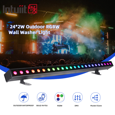 Edificio all'aperto Led Wall Washer Light IP65 24*2w impermeabile RGBW Wall Washer Bar DJ Led Pixel bar Stage Light Party